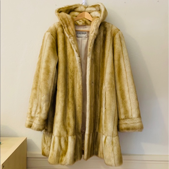 Balmain Jackets & Blazers - Balmain faux fur hooded coat